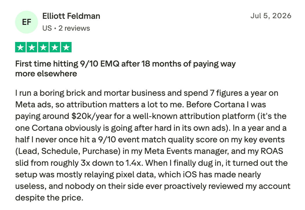Original Trustpilot review by Elliott Feldman: First time hitting 9/10 EMQ after 18 months